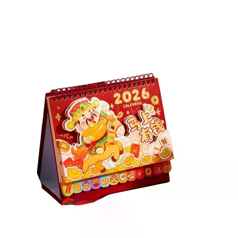 2026 3D Rotating Desk Calendar – Cartoon Horse Desktop Decor Desk Calendar Qme