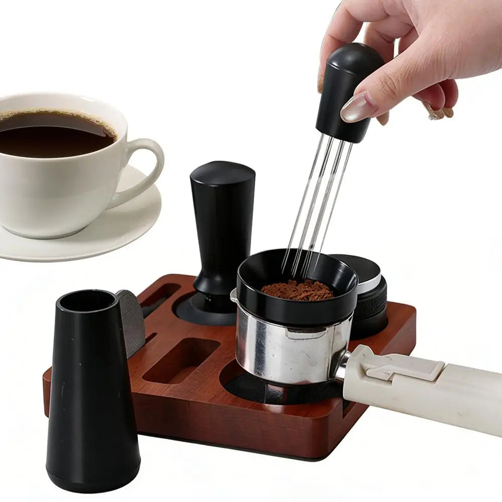 7-Piece Universal Coffee Tamping Station & Distribution Tool Set Coffee Tamping Set Qme 51mm China Mainland