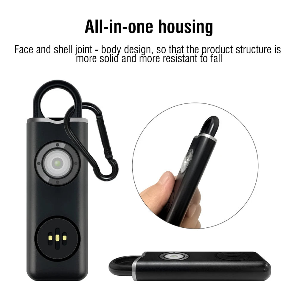 BORUiT EDC Keychain Flashlight – 130dB Alarm, Type-C Rechargeable EDC Keychain Flashlight Qst