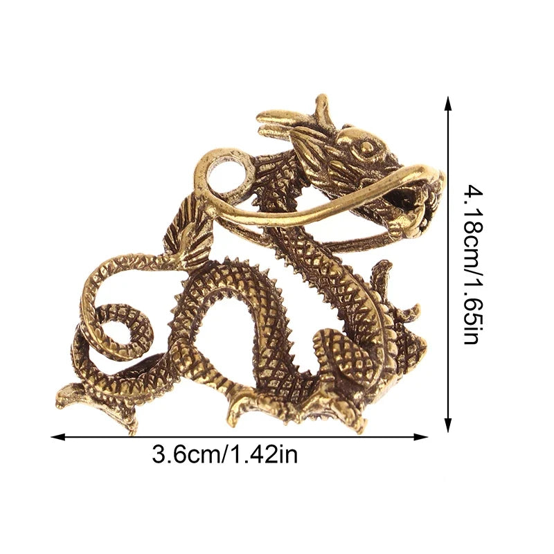 Retro Brass Dragon Figurine – Feng Shui Lucky Decor Brass Dragon Figurine Qme