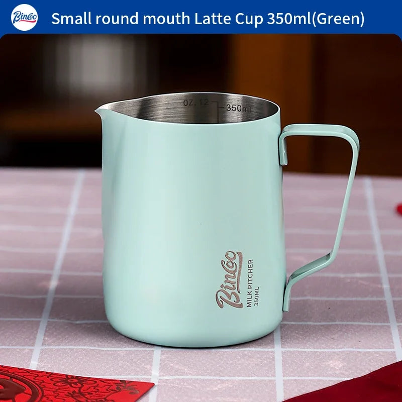 Bincoo 350/600ml Milk Frothing Pitcher 304 Stainless Steel Latte Milk Frothing Pitcher Qst Green 350ml