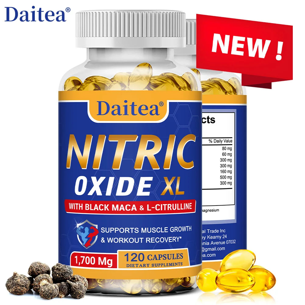 Nitric Oxide Capsules for Men – Maca Root Extract Formula Men's Health Supplement Qst