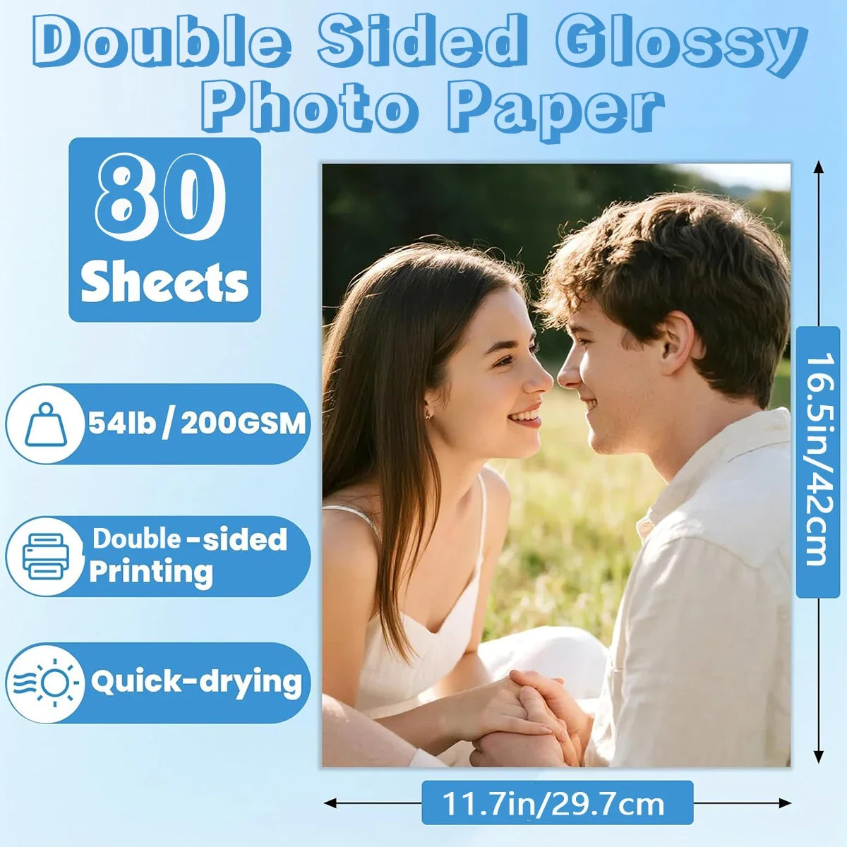 A3 Double-Sided Glossy Photo Paper 200gsm | Inkjet Printer Glossy Photo Paper Qme M-A3-DSG-80