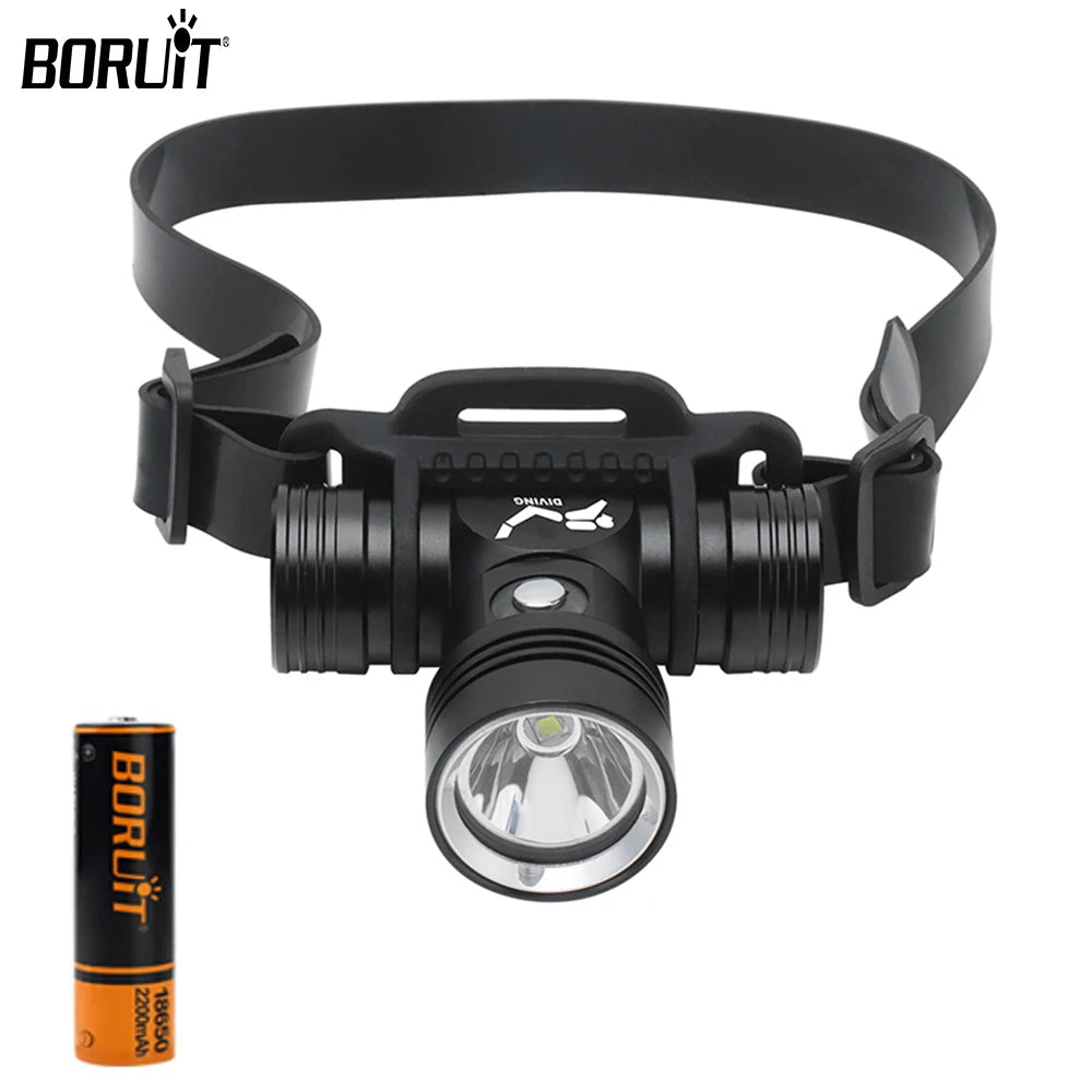 BORUiT B14 Diving Headlamp IPX8 Waterproof 1000 Lumen Diving Headlamp Qst A black