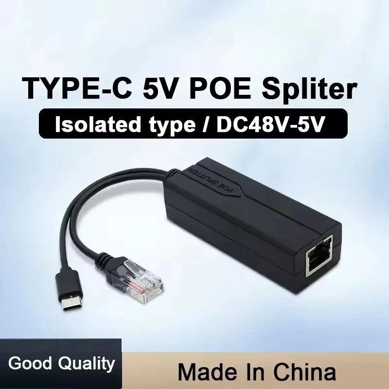 USB-C PoE Splitter 48V to 5V Gigabit Network Power Adapter PoE Splitter Adapter Qme