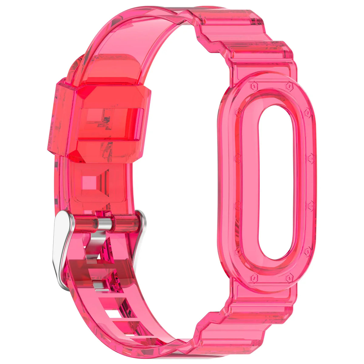 TPU Transparent Adjustable Band for Google Fitbit | 6 Colors Fitness Watch Band Qme Rose Red