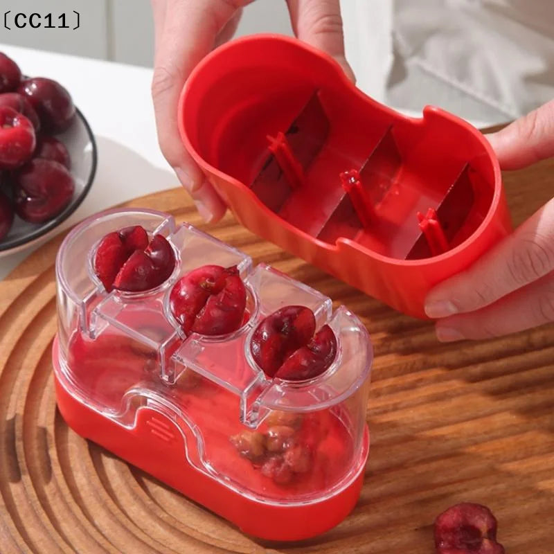 Cherry Pit Remover – 3-Slot Handheld Fruit Corer Press Cherry Pit Remover Qme