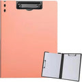 A4 Foldable Clipboard 360° Double Metal Clips & Pen Holder Foldable Clipboard Qme pink-orange