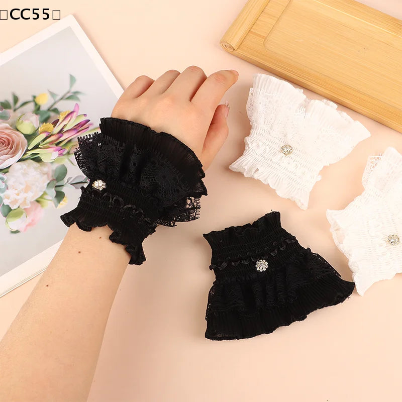 Lace Fake Cuffs Nail Art Manicure Photography Props – 1 Pair Nail Art Photo Props Qst