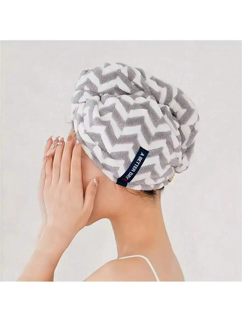 Coral Velvet Hair Drying Cap – Quick-Dry Turban for Women Hair Drying Cap Qme grey