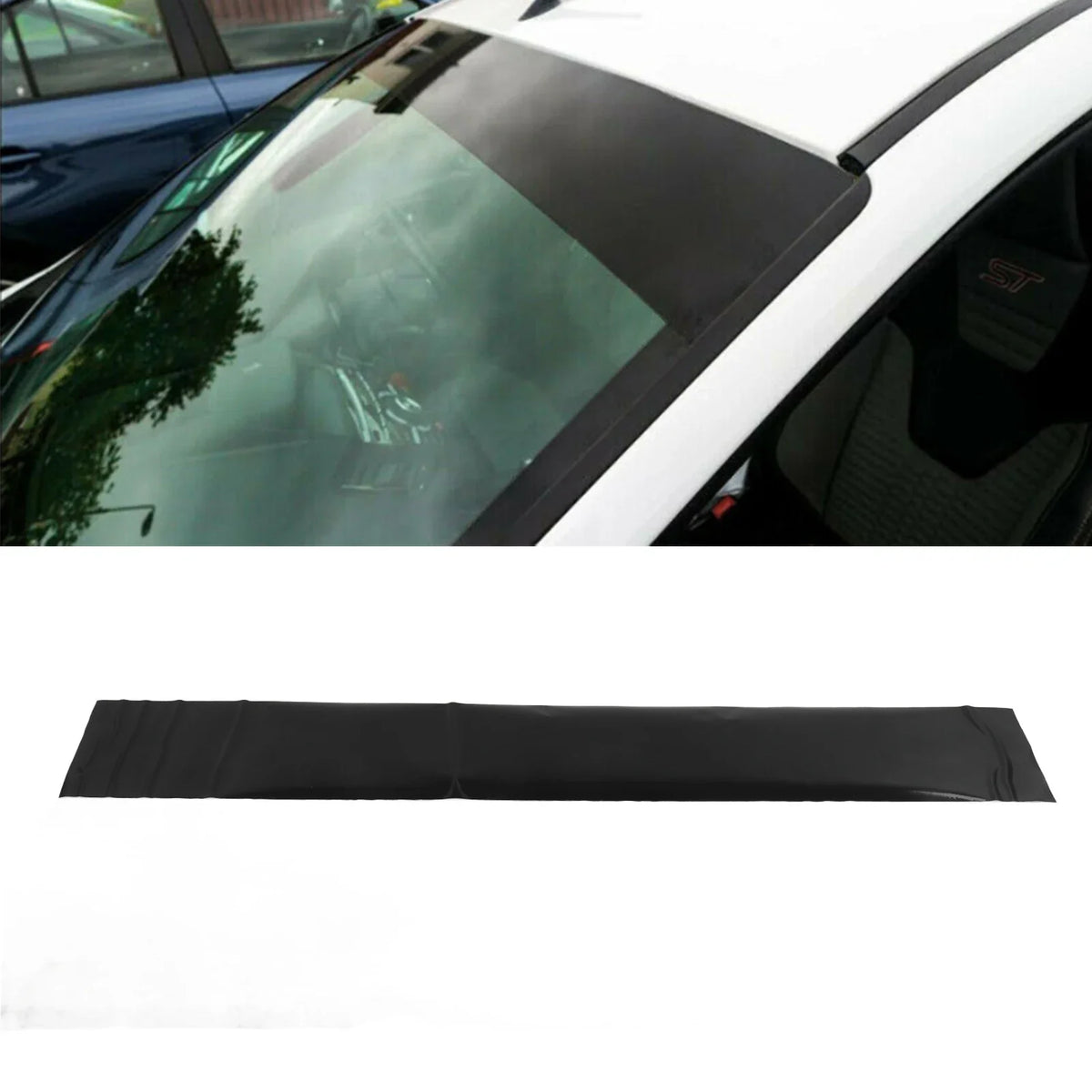 Gloss Black Windscreen Sun Strip Sticker Car Van 140x20cm Windscreen Sun Strip Qme