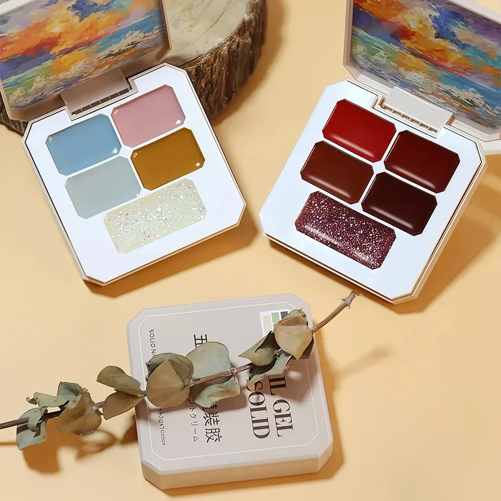 5-Color Solid Gel Palette | Japanese Nail Art Mud Paint Kit Nail Art Gel Palette Qme