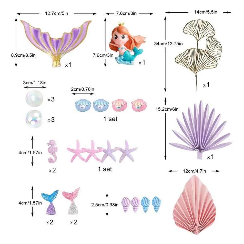 Mermaid Tail Cake Topper Set – Starfish & Seashells Decor Cake Topper Set Qme 30pcs set China Mainland