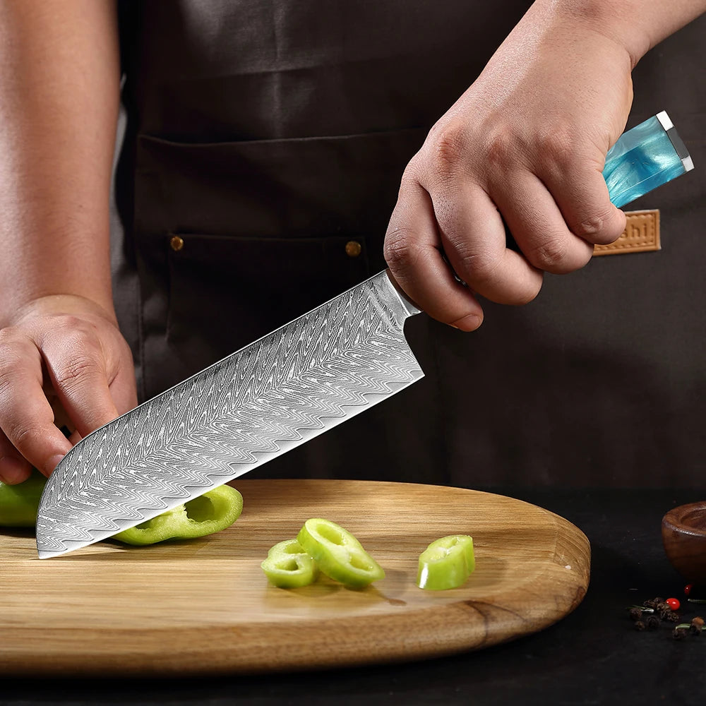 XITUO 7-Inch Damascus Santoku Knife – Sharp Japanese Chef Knife Santoku Kitchen Knife Qst
