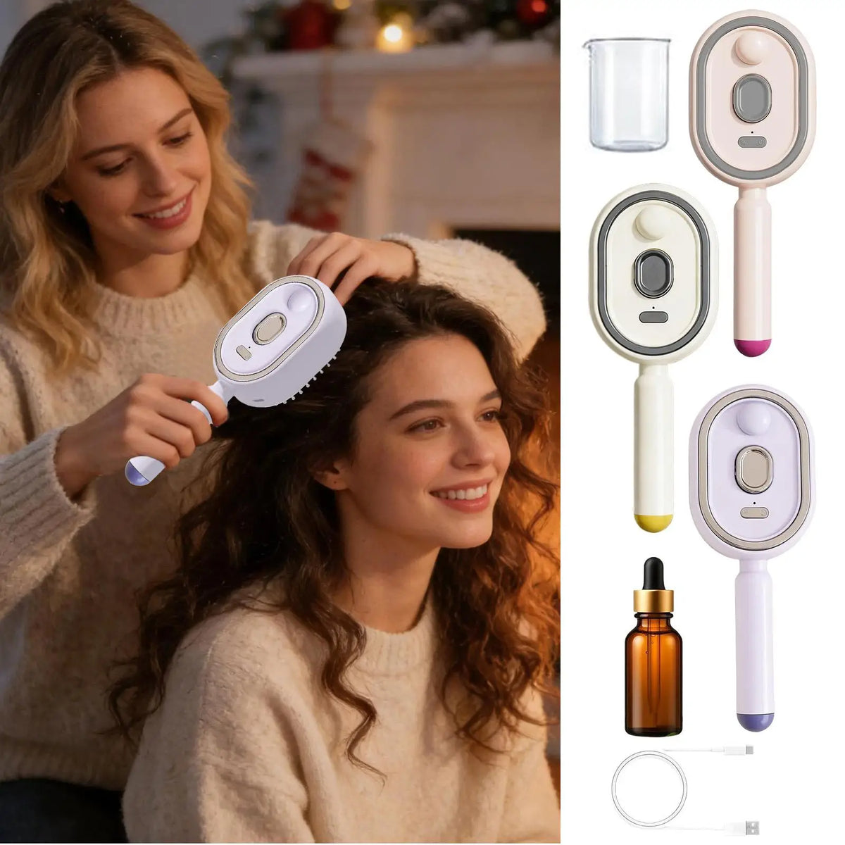 Rechargeable Steam Hair Brush – Detangling & Smoothing Comb Steam Hair Brush Qme