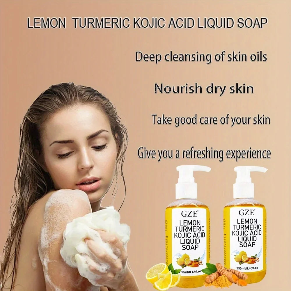 GZE Glow Lemon Turmeric Kojic Acid Liquid Soap | Brightening Brightening Liquid Soap Qme
