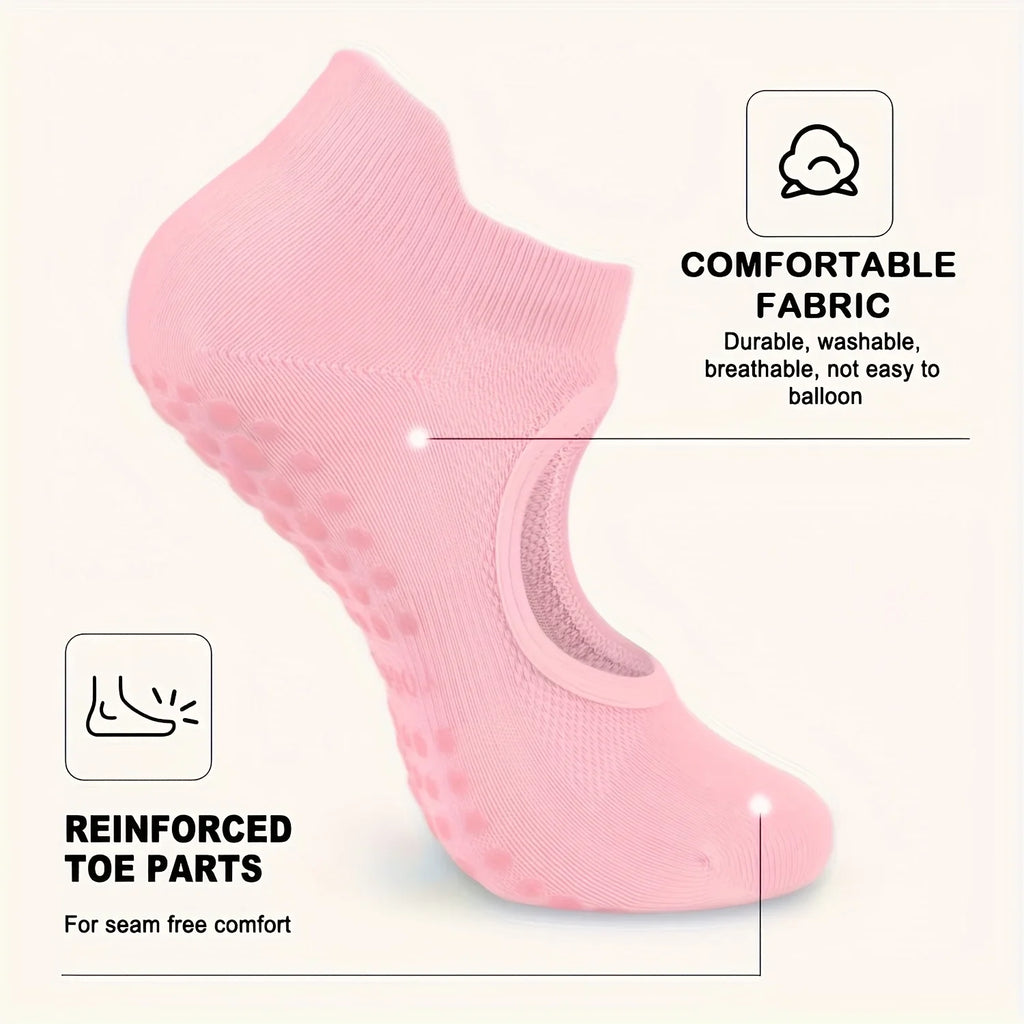 Women's Non-Slip Pilates Yoga Socks Open Toe Arch Support 2 Pairs Yoga Grip Socks Qme