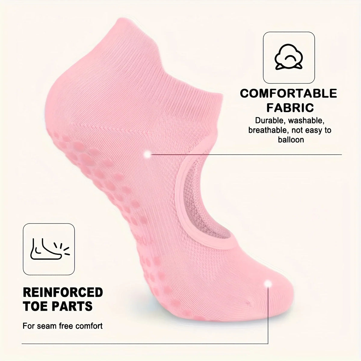 Women's Non-Slip Pilates Yoga Socks Open Toe Arch Support 2 Pairs Yoga Grip Socks Qme