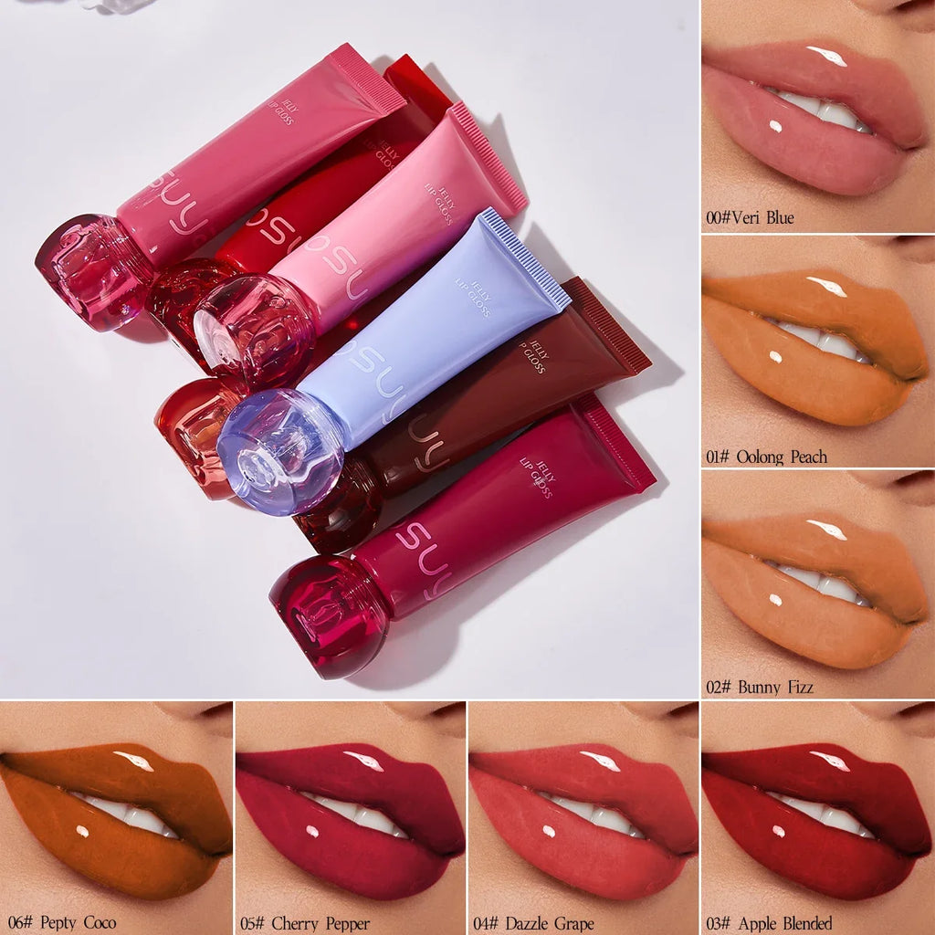 Moisturizing Jelly Lip Gloss – Waterproof & Non-Stick, 7 Shades Lip Gloss Qme
