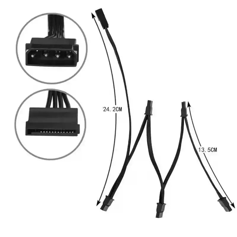 Molex 4-Pin to 5-Port SATA Power Splitter Cable – 30 Inch PC Power Splitter Cable Qme SATA mother to SATA