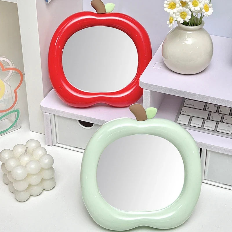 Apple-Shaped Decorative Makeup Mirror for Desk & Bedroom Decorative Makeup Mirror Qme