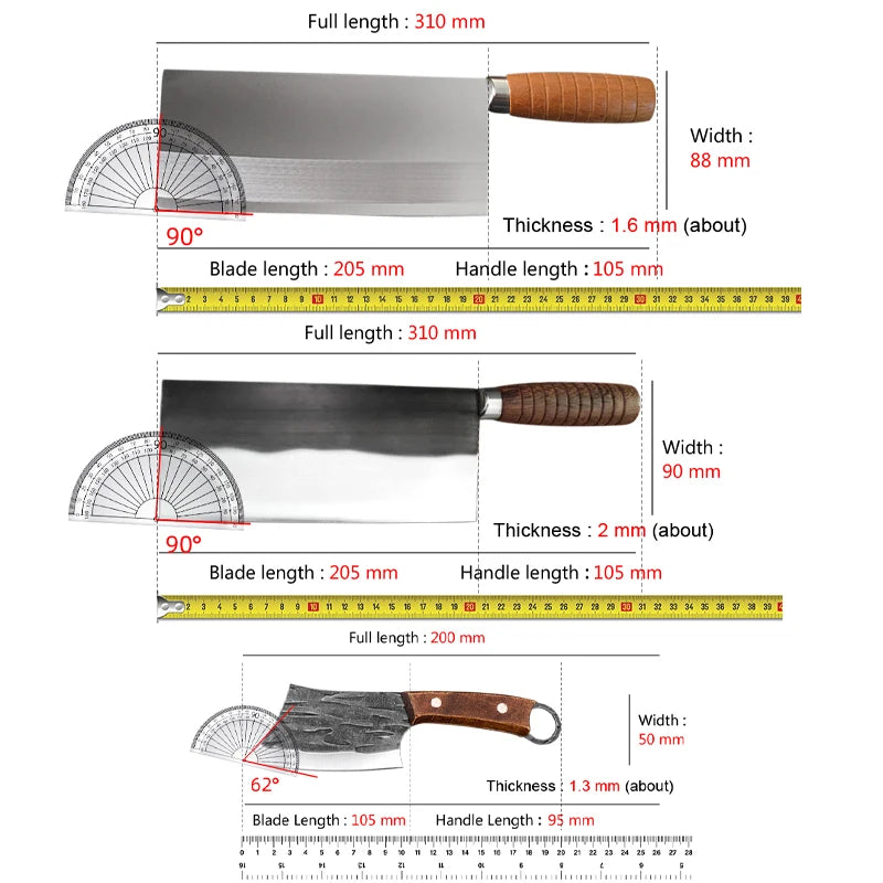 InLeung Chinese Cleaver – Handmade Stainless Steel Chef Knife Kitchen Cleaver Knife Qst