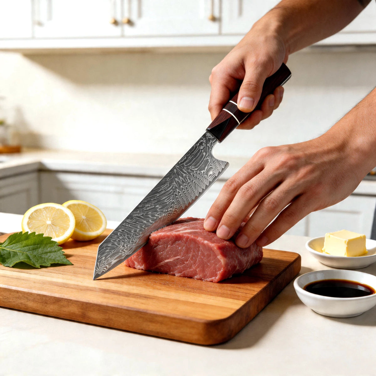 XITUO 8" Kiritsuke Chef Knife – Damascus Steel & Ebony Handle Damascus Chef Knife Qst