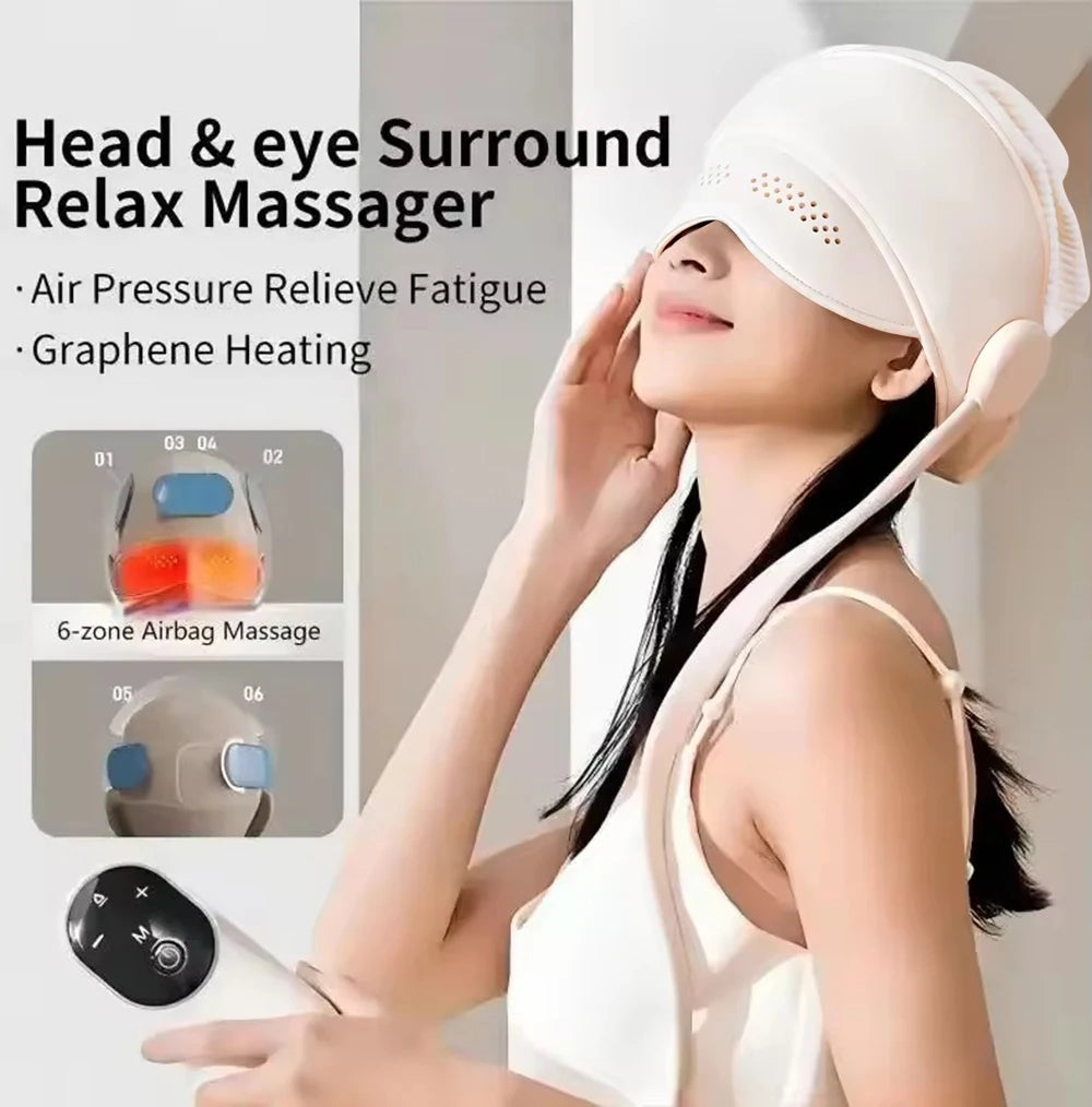 Graphene Head & Eye Massager – Air Pressure Hot Compress Head Eye Massager Qst