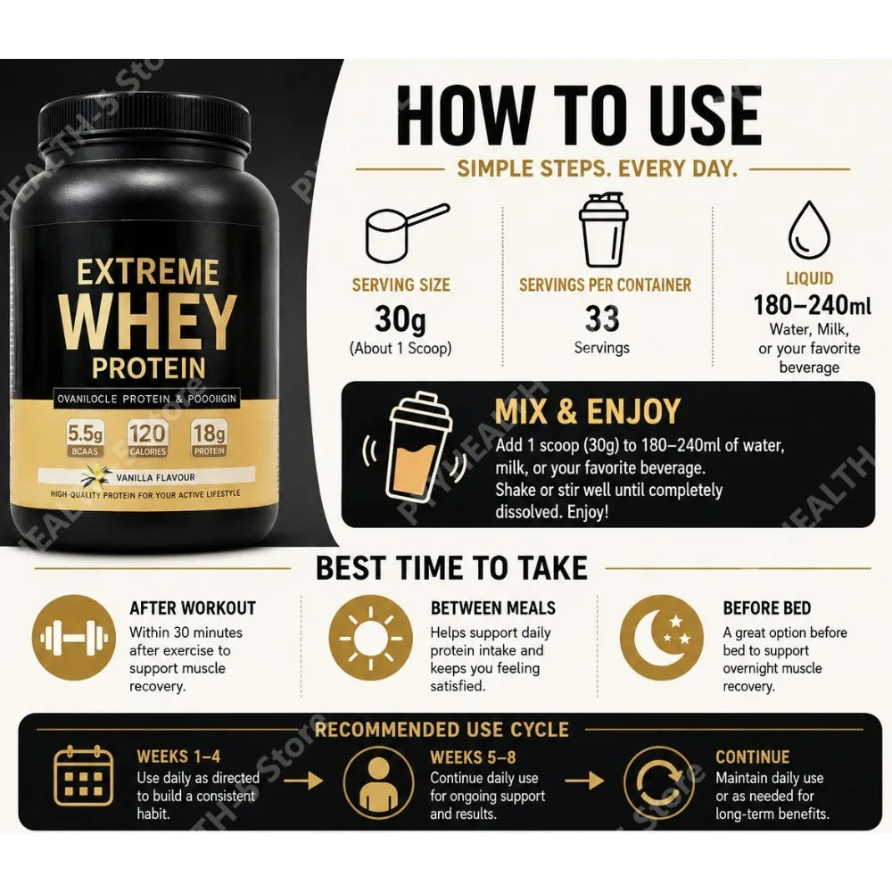 Vanilla Whey Protein Powder 2.2lb – 18g Protein, 33 Servings Whey Protein Powder Qst
