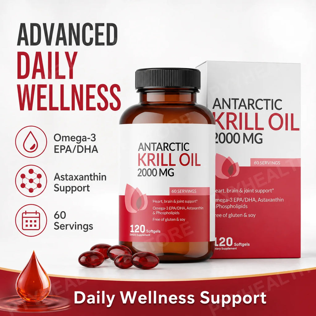 Antarctic Krill Oil 2000mg Omega-3 EPA DHA Astaxanthin 120 Softgels Krill Oil Supplement Qst
