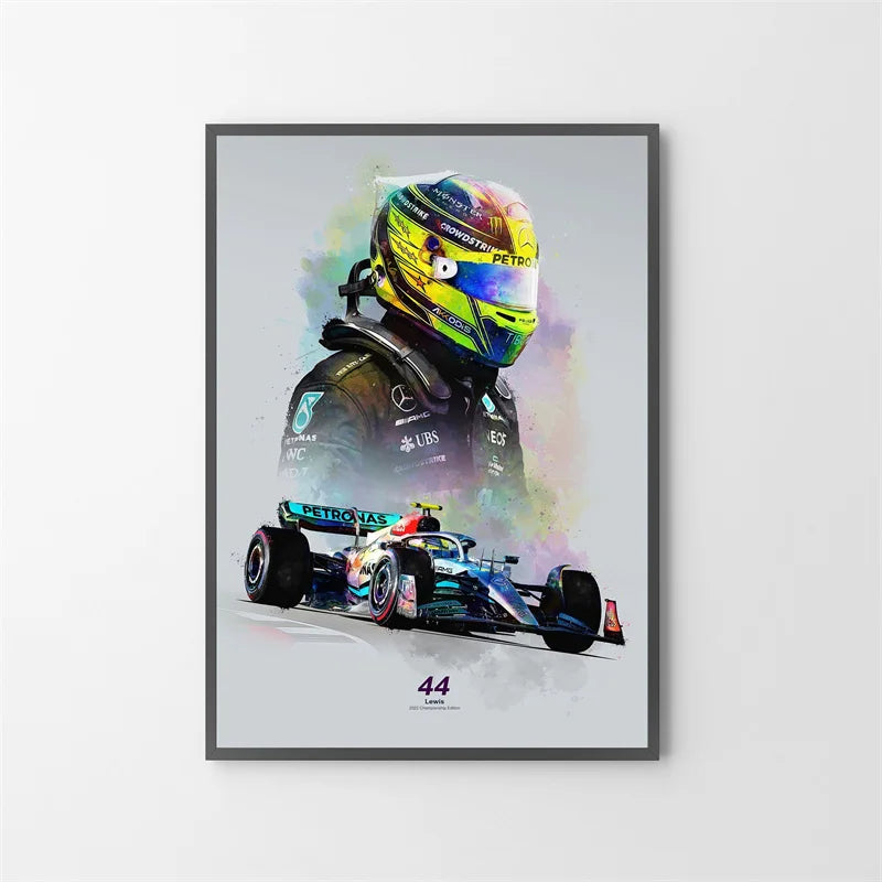 Watercolor F1 Racing Driver Helmet Canvas Print Wall Art Canvas Wall Art Qst 5 20x30cm Unframed
