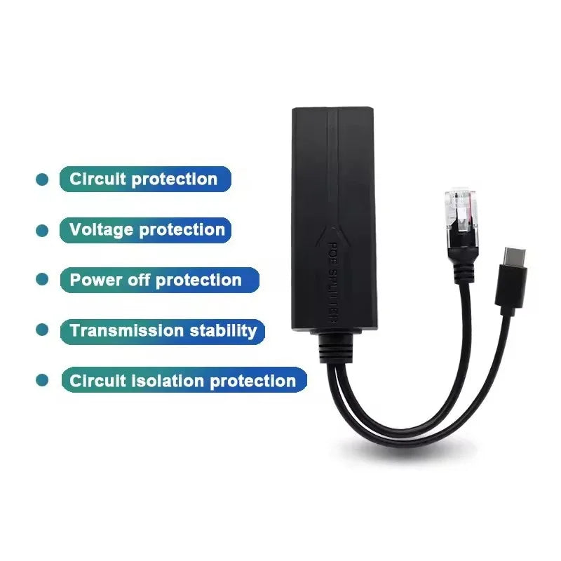 USB-C PoE Splitter 100Mbps 48V to 5V Power Module | Qme PoE Splitter Module Qme