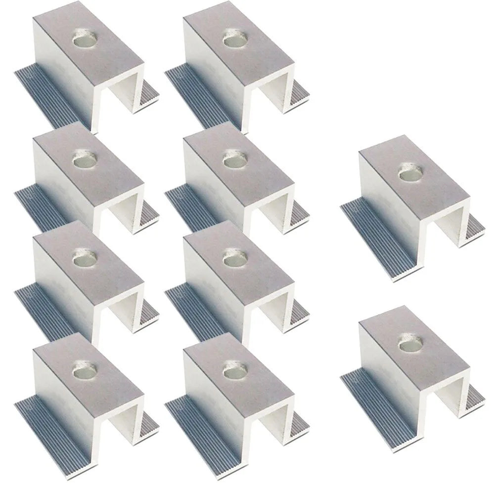 Solar Panel Middle Clamp Aluminum Alloy PV Mount 25–50mm 10pcs Solar Panel Clamp Qme 80mm