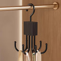 Rotating Wooden Belt Hanger – Closet Organizer with Steel Hooks Closet Belt Organizer Qst D