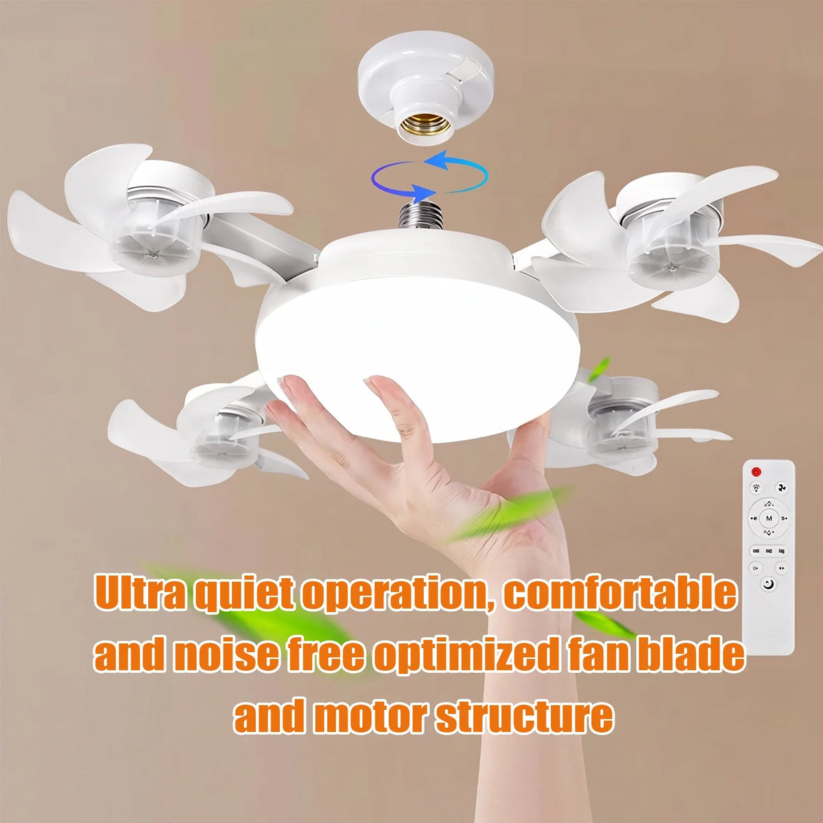 Smart E27 LED Ceiling Fan Light | Remote Dimming | 450mm Ceiling Fan Light Qme