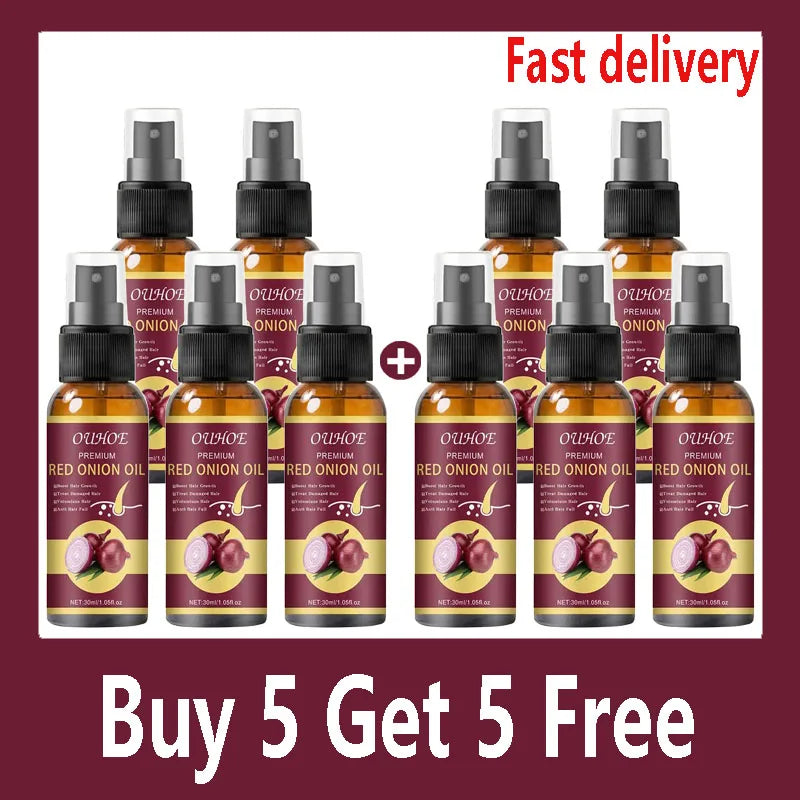 Red Onion Hair Growth Essential Oil Spray – Nourish & Strengthen Hair Growth Spray Qme 10 pcs