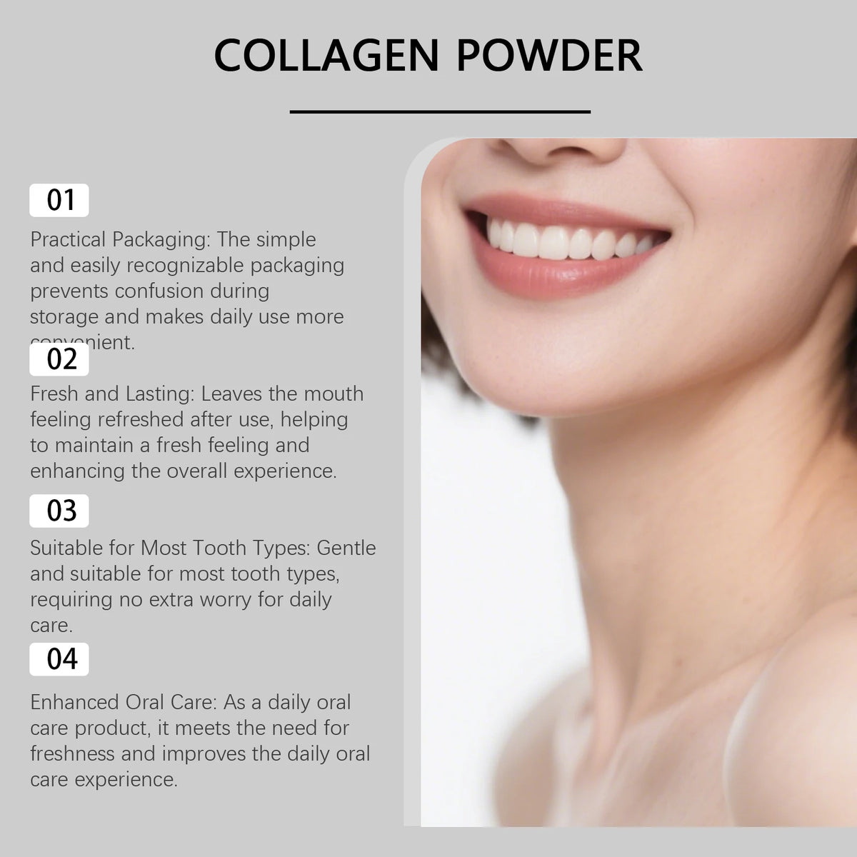 Collagen Brightening Tooth Powder – Hydroxyapatite Oral Care Tooth Powder Qst