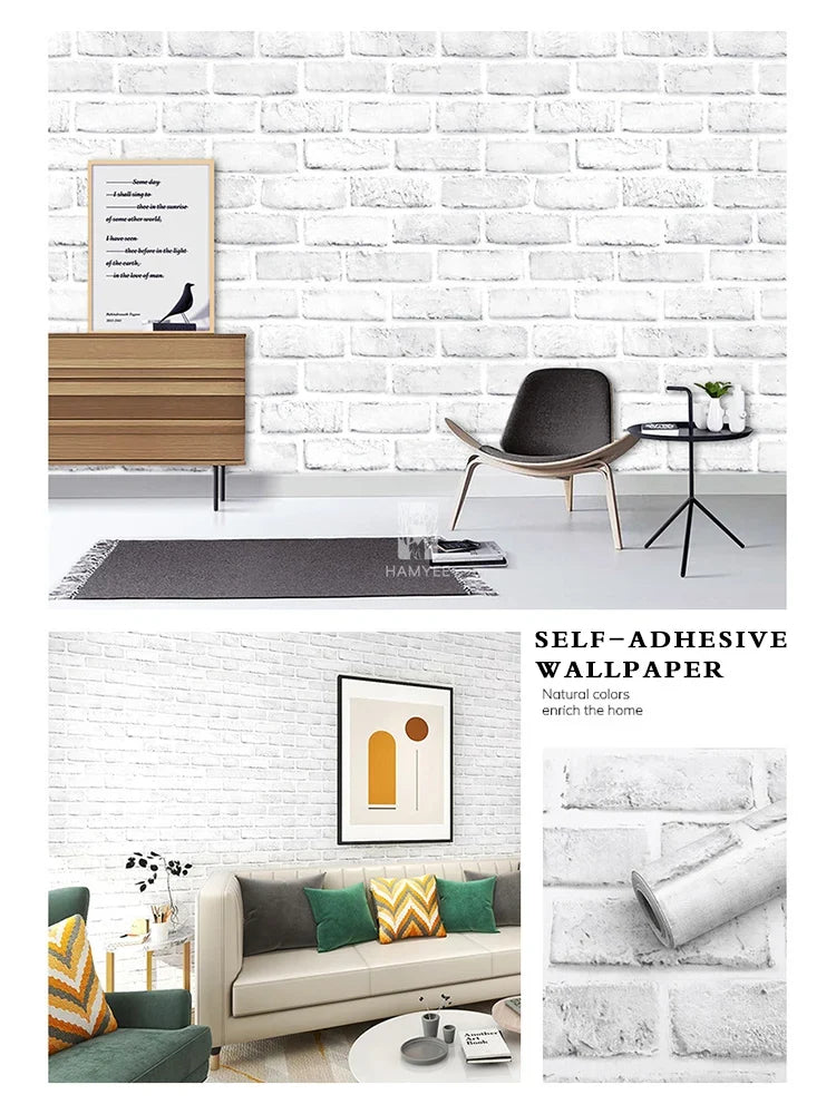Brick Peel & Stick Wallpaper | Self-Adhesive Vinyl Contact Paper Peel & Stick Wallpaper Qme KL009385 10mx45cm