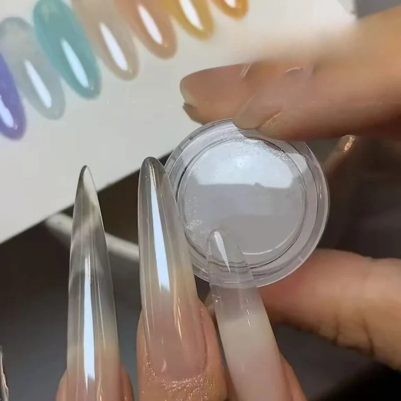 Aurora Crystal Nail Mirror Powder – Moonlight Pearl Shimmer Nail Art Powder Qme