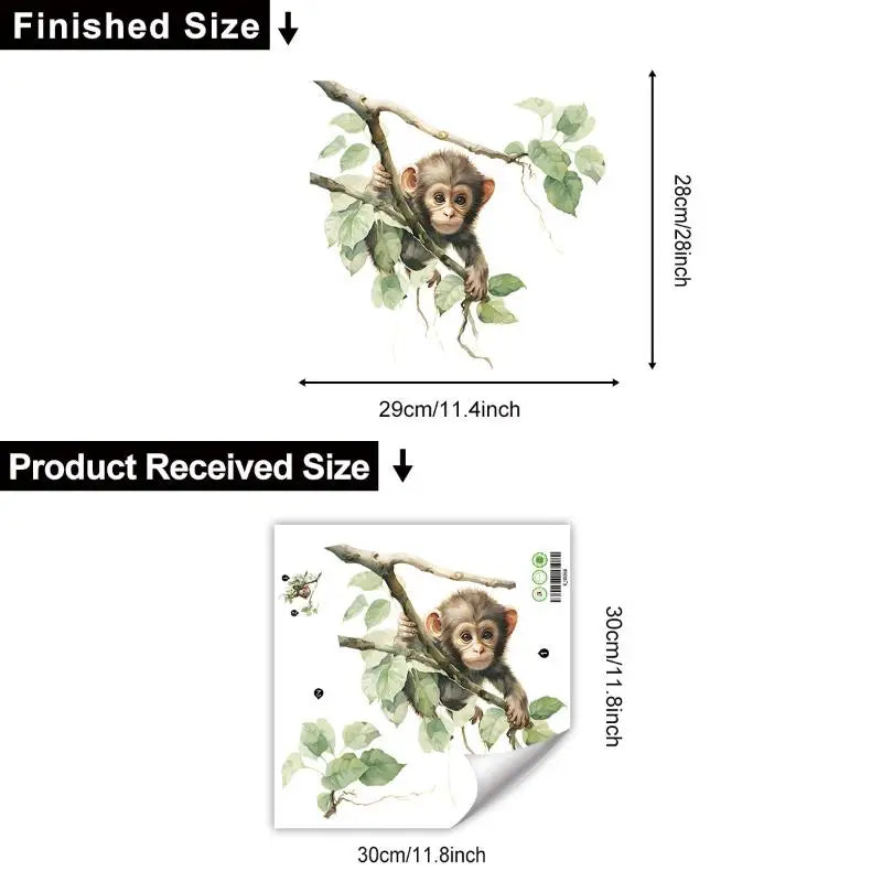 Cute Monkey Wall Sticker PVC Home Decor 30x30cm Wall Sticker Decal Qme