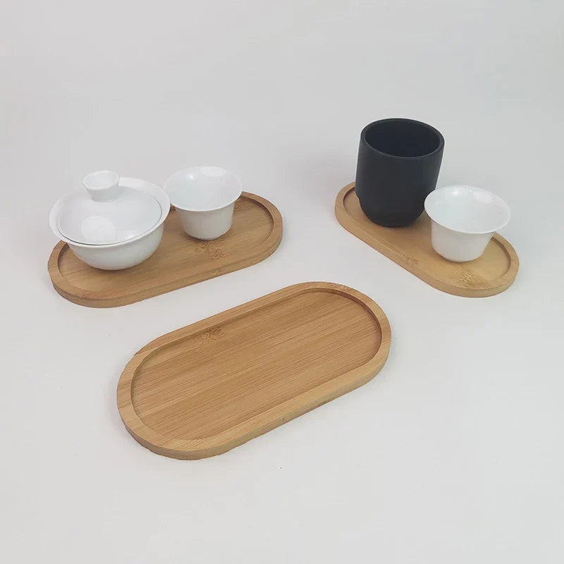 Japanese Beech Wood Oval Tray | Mini Solid Wooden Plate Wooden Serving Tray Qme