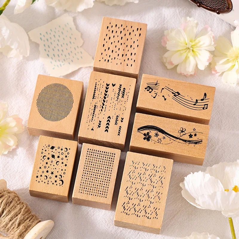 Vintage Wooden Rubber Stamps – Meteor Shower DIY Craft Set Decorative Rubber Stamp Qme