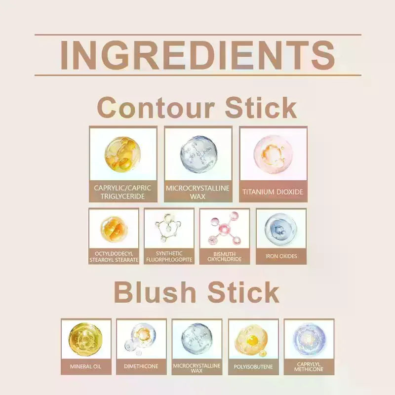 Multi-Use Contour Stick | Light Brown & Pink Matte Finish Contour Makeup Stick Qme