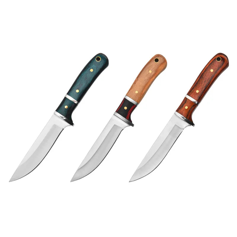 Swayboo Fixed Blade Knife – Stainless Steel Wood Handle BBQ Fixed Blade Knife Qst