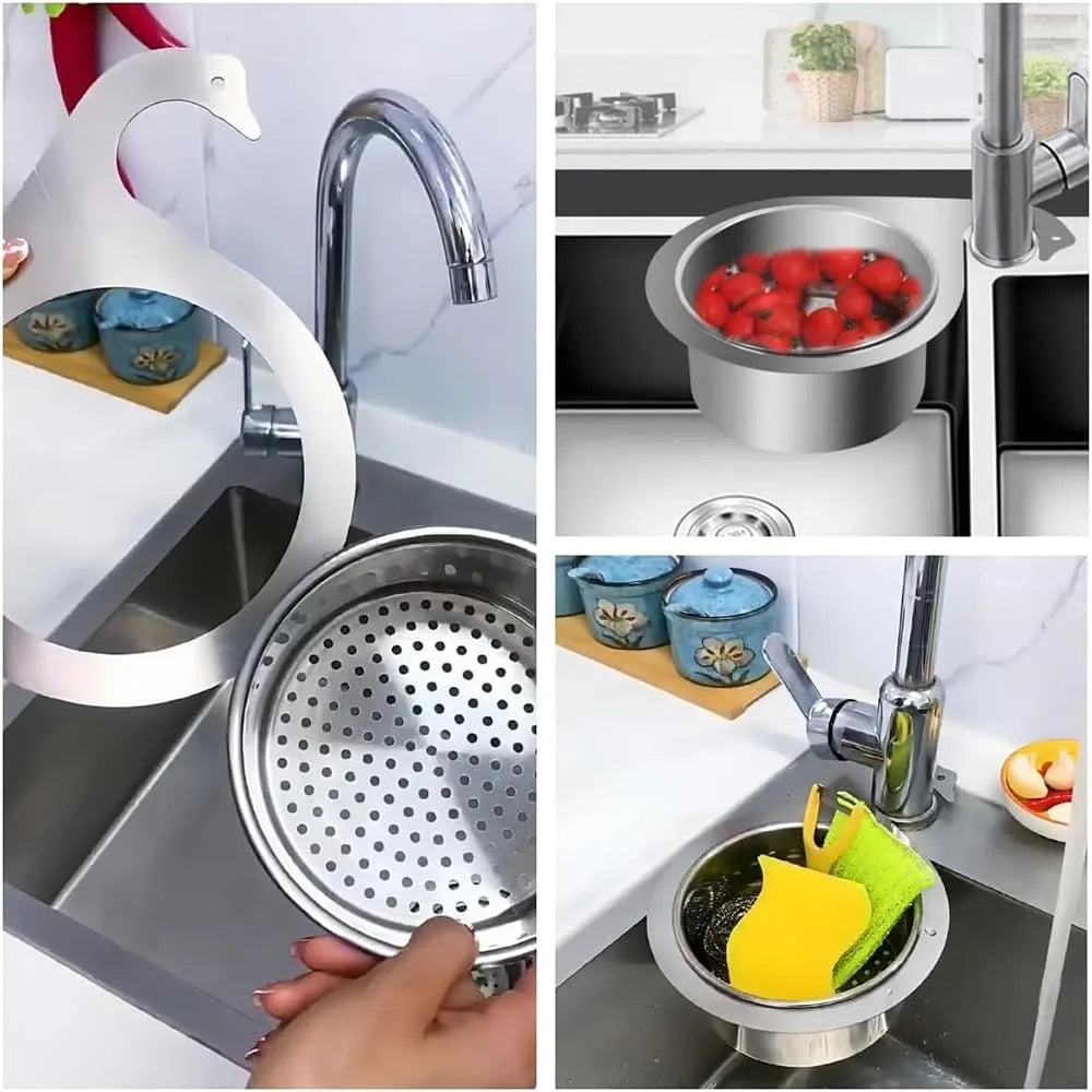 Swan Stainless Steel Sink Strainer Hanging Drain Basket Sink Strainer Basket Qme