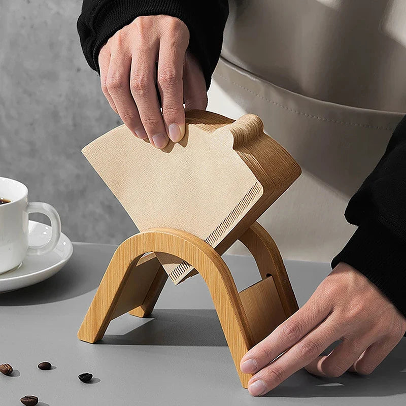 Wooden Coffee Filter Paper Holder Stand & Drip Rack Coffee Filter Holder Qme