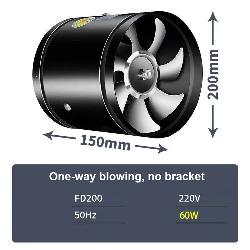 ZARTSEN 150mm Axial Duct Exhaust Fan 500m³/h 40W Axial Duct Exhaust Fan Qst 8inch 220 V UK