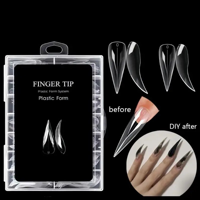 Clear Curved Stiletto False Nail Tips Eagle Claw 120/140 Pcs False Nail Tips Qst