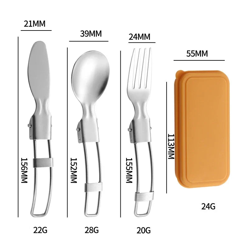 Folding Stainless Steel Cutlery Set – Knife, Fork & Spoon Folding Cutlery Set Qme 3pcs Yellow2
