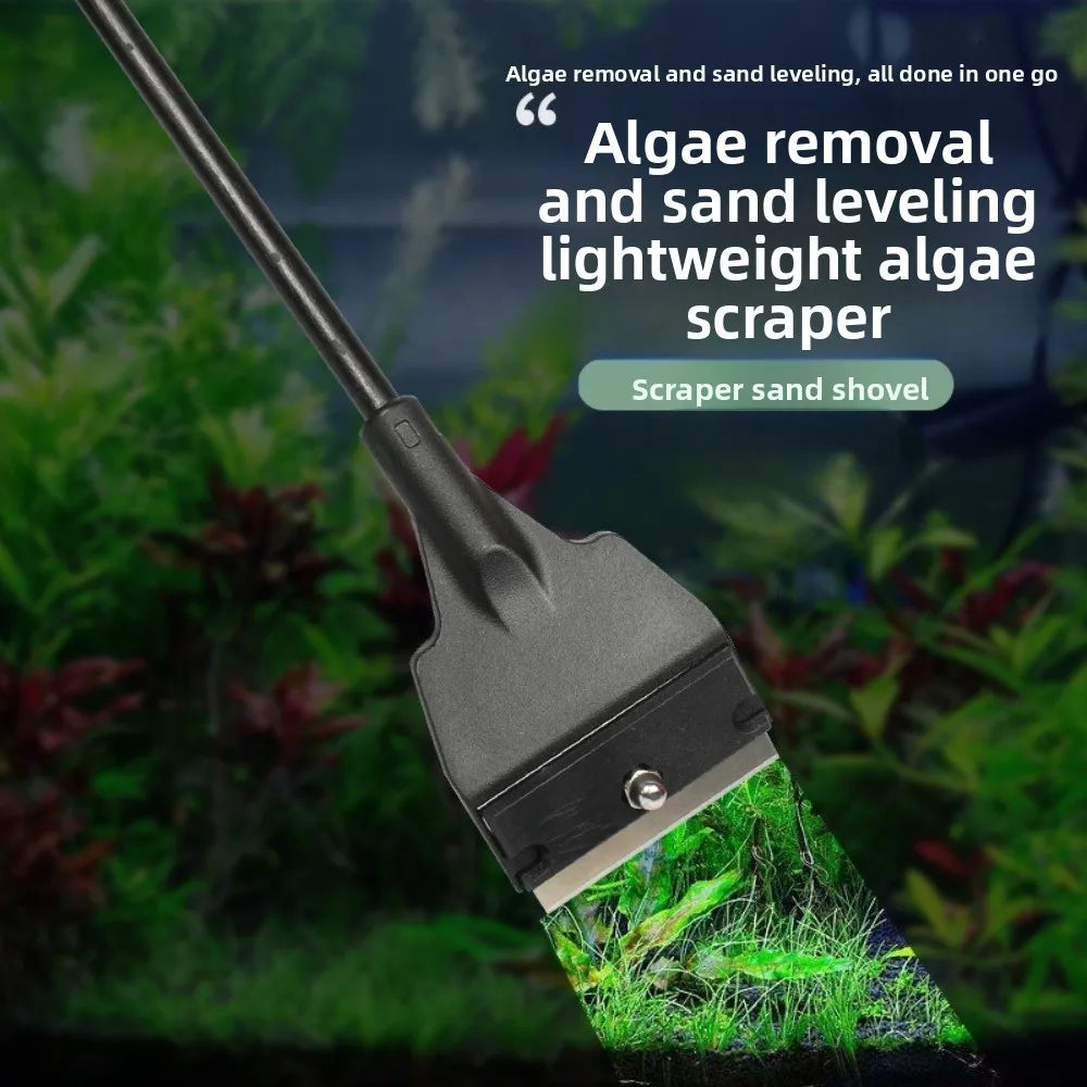 Dual Function Aquarium Algae Scraper & Sand Cleaner | Qme Aquarium Cleaning Tool Qme